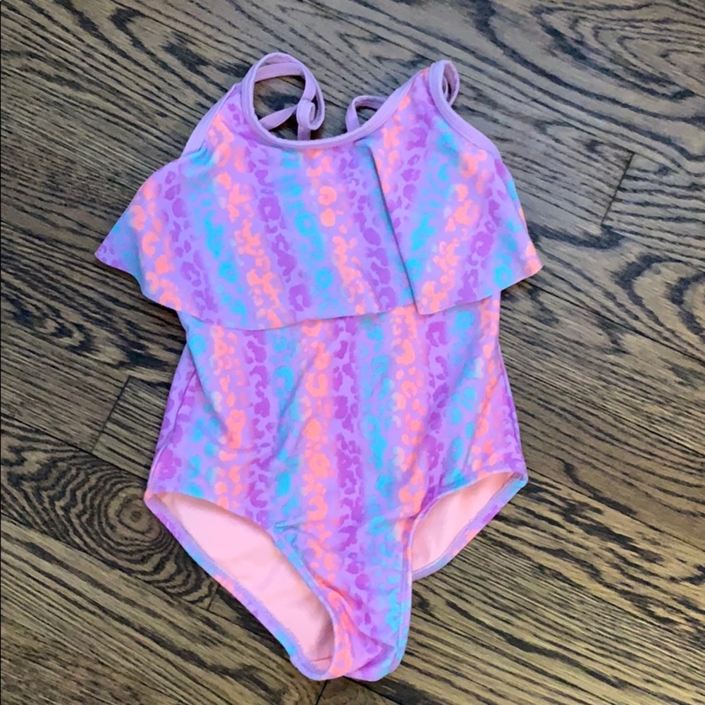 Purple ruffle bathing suit